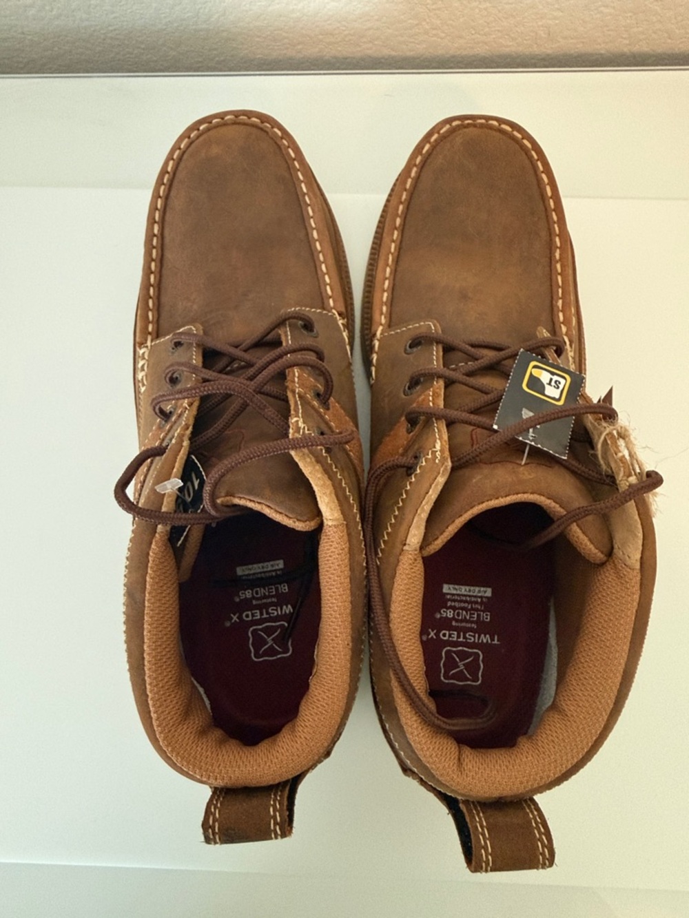 Twisted X Boot Barn Brown Leather Moc Steel Toe Chukka Boots NWT Size 10.5 W - Picture 4 of 11